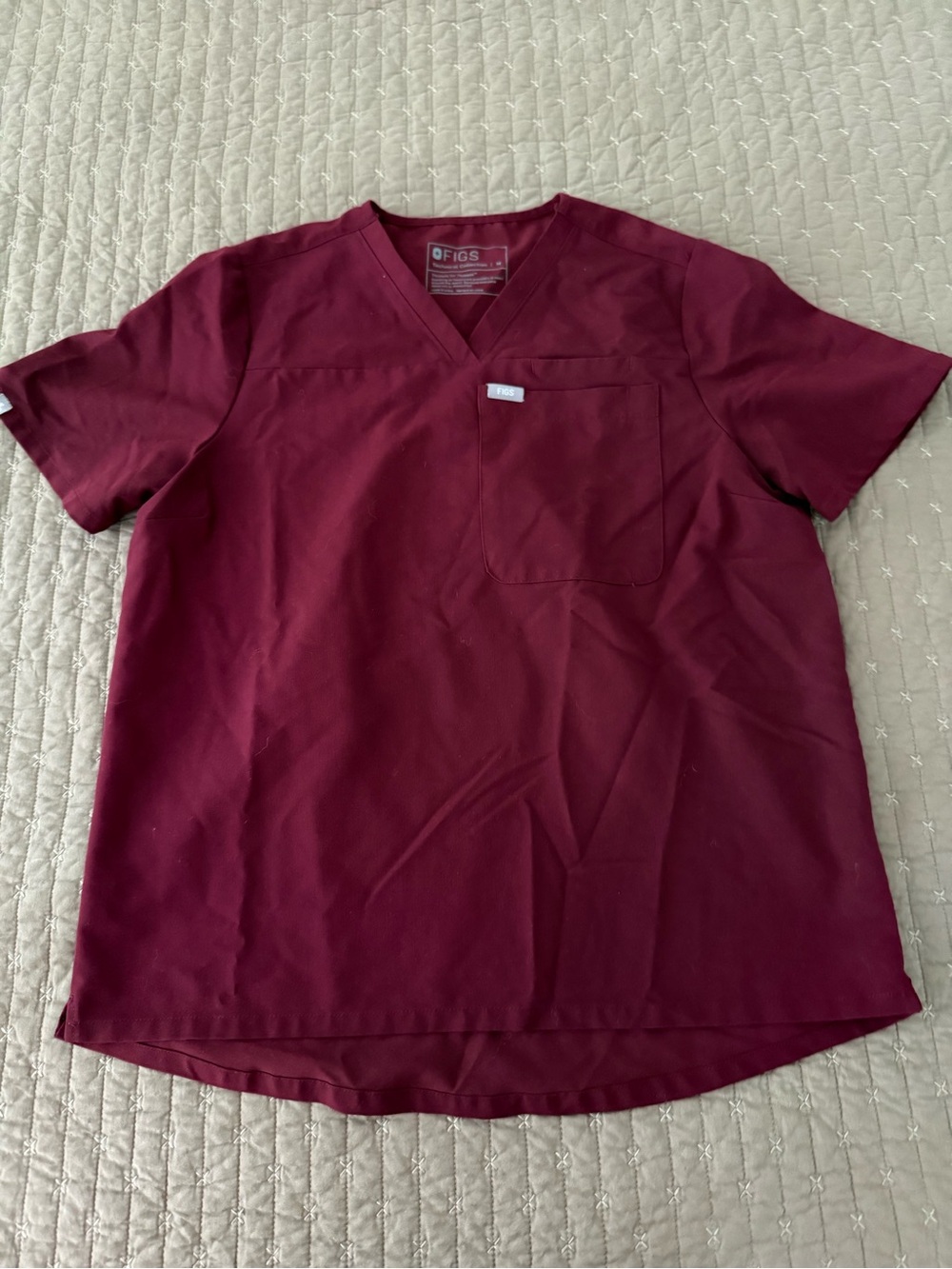 Figs Scrub Top - Burgundy